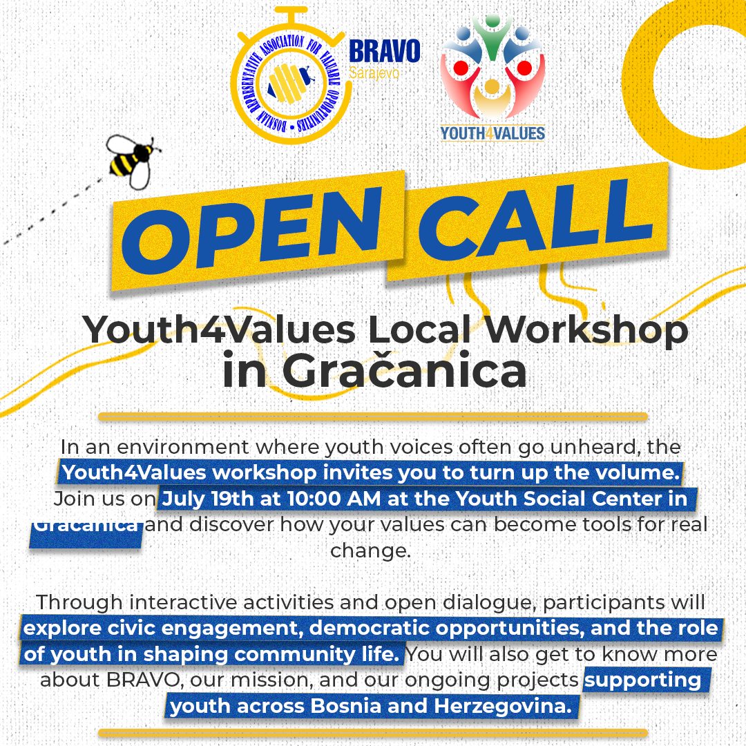 Open Call for “Youth4Values” Local Workshop in Gračanica